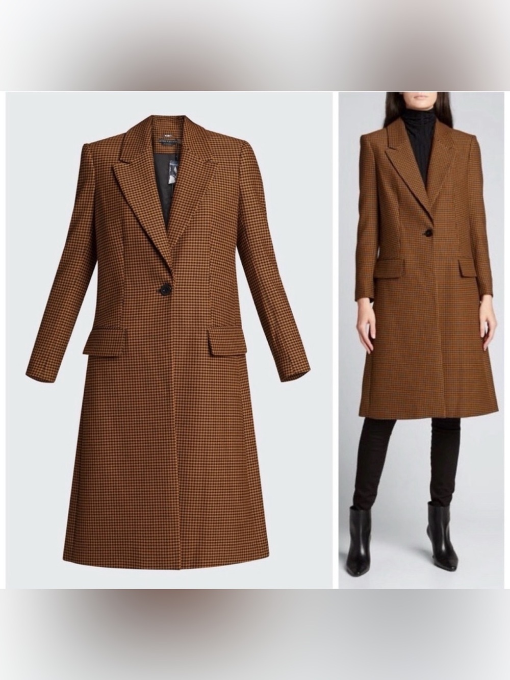 Alice + Olivia Houndstooth Single-Button Coat